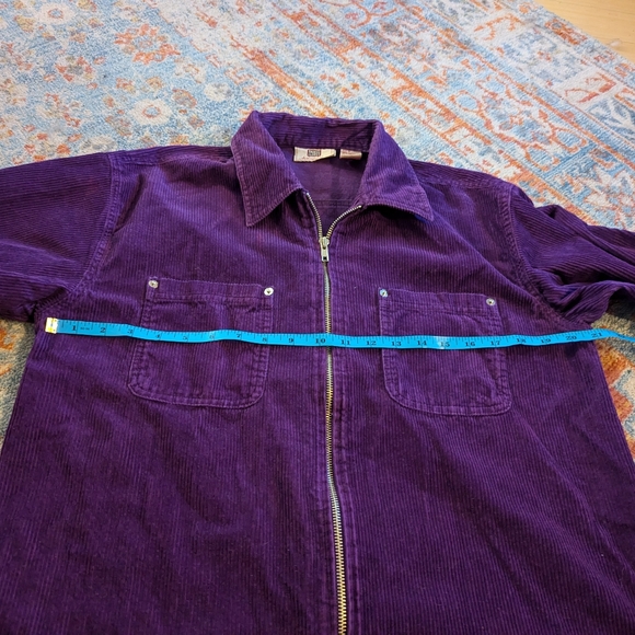 90s/Y2K Faded Glory Womens Medium Corduroy Dark Purple Zip Shirt Jacket Shacket - Picture 6 of 8